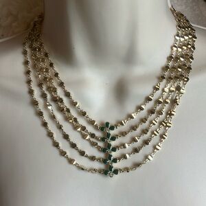 JewelMint Green and Gold Cascading Necklace
